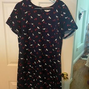 ModCloth horse dress US 12 navy blue